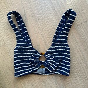 Hunza G Women's Blue Striped Nadine Bikini Top B1393